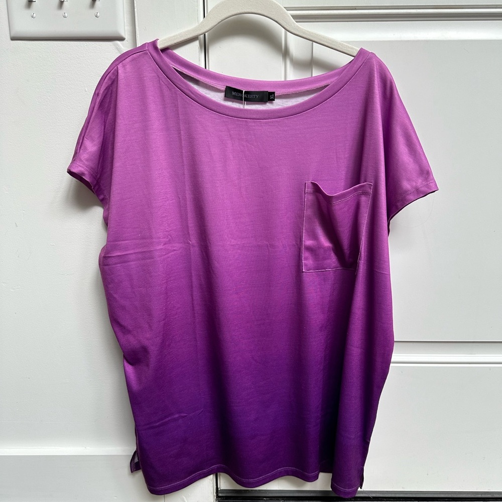 MEROKEETY Womens Casual Cap Sleeve T Shirt Loose Blouse | DyePurple,  X-Large